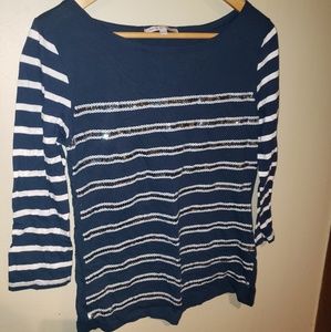 Gap sz S navy blue sequence embellished stripes